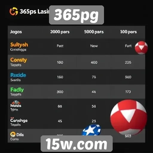 Comparação de jogos disponíveis na plataforma 365pg